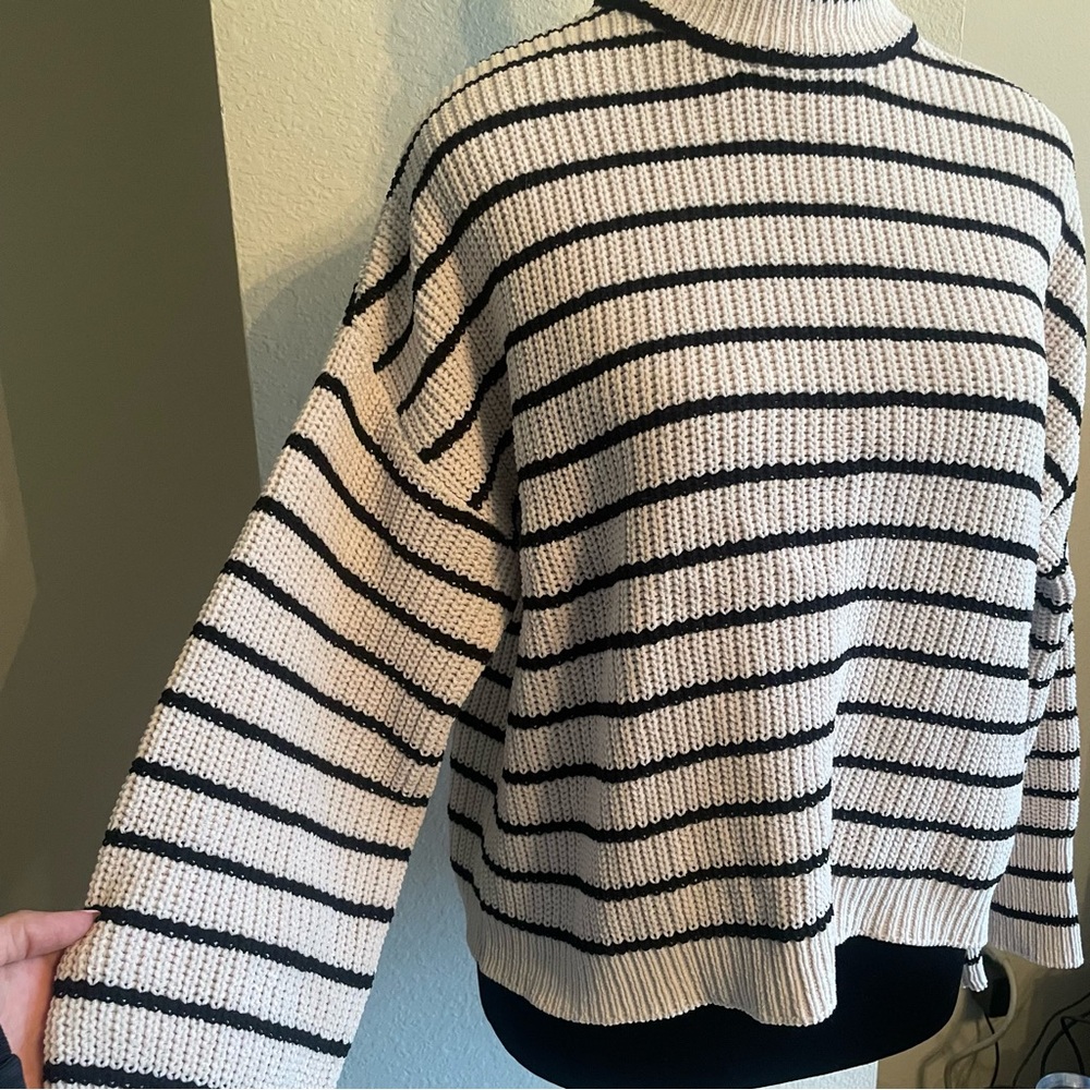 Sanctuary Black and White Striped Turtleneck Sweater - Picture 3 of 6